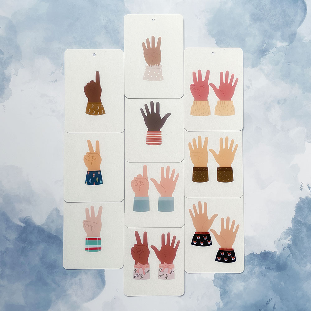 In A Flashcard vingers tellen flashcards voor leren tellen